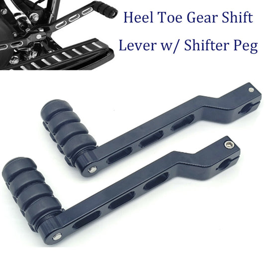Black heel and toe gear shifter with derailleur pins suitable for Harley Road, Glide Road, and King- n