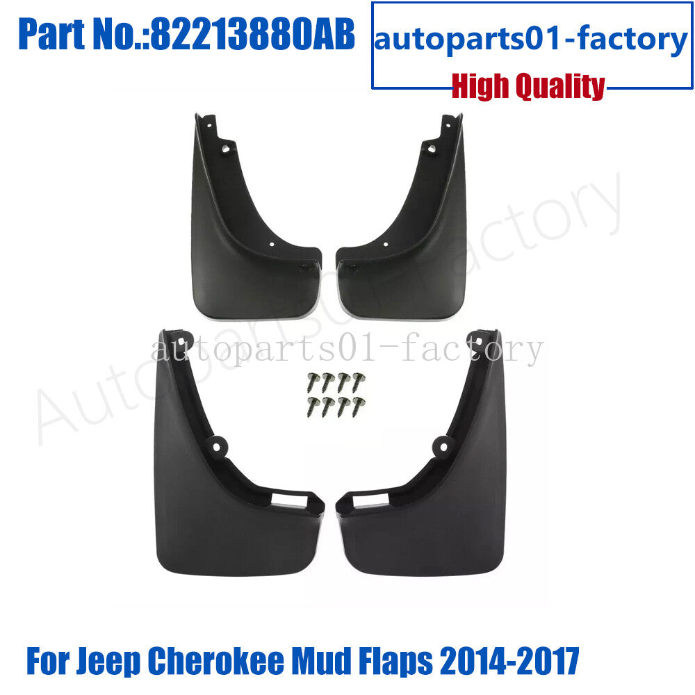 4PCS Front Rear Splash Shield Molded Fits for Jeep Cherokee Mud Flaps 2014-2017