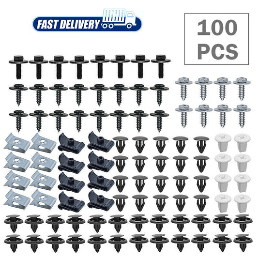 100PC Clips Car Door Fender Bumper Panel Fastener Screw Rivets Push Pin Retainer