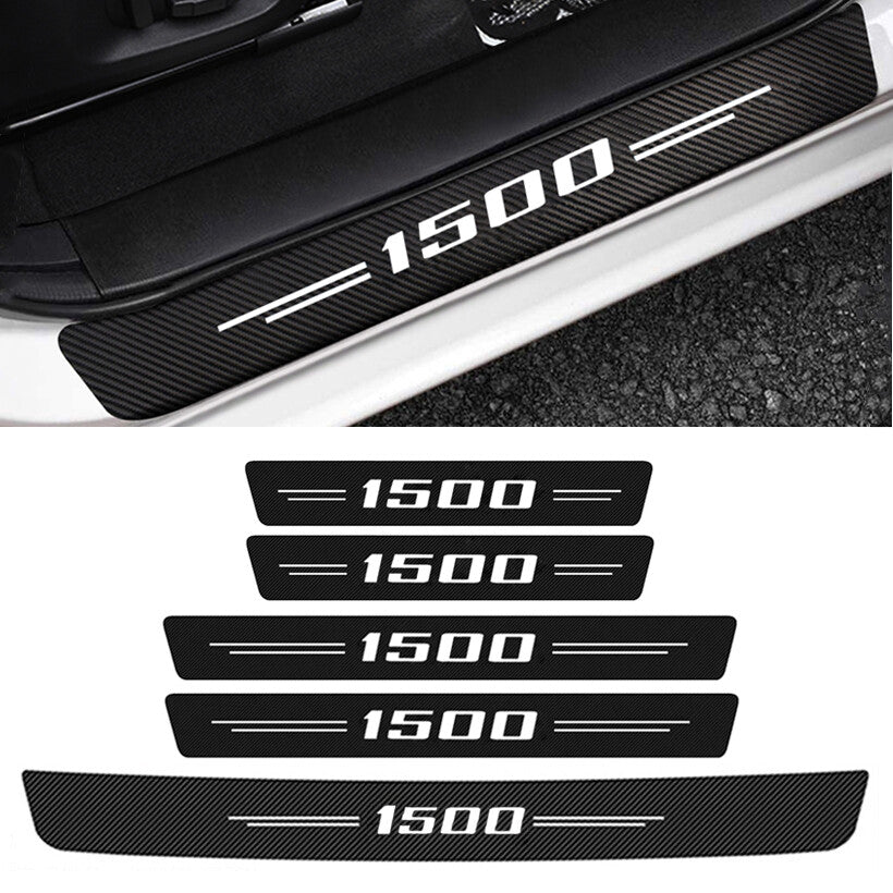 5x for Ram 1500 Carbon Fiber Car Door Sill Scuff Plate + Trunk Bumper Protector