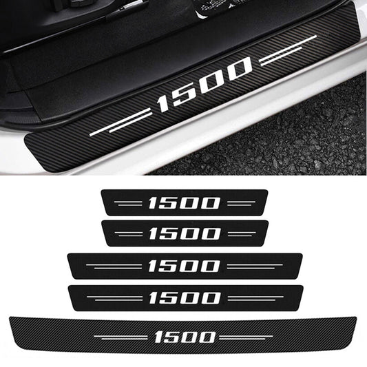 5x for Ram 1500 Carbon Fiber Car Door Sill Scuff Plate + Trunk Bumper Protector