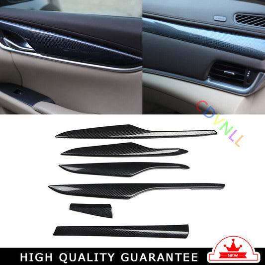for Cadillac XTS 2013-17 Carbon Fiber Door Strip Interior Console Strip Trim 6P