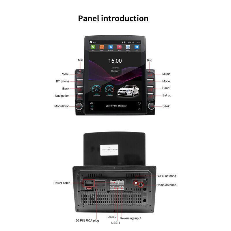 9.7-inch GPS navigation car dual DIN HD stereo radio Bluetooth Wifi AUX player n