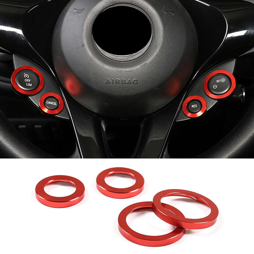 Alloy red steering wheel button ring protector for Smart 2016 - 2021 n