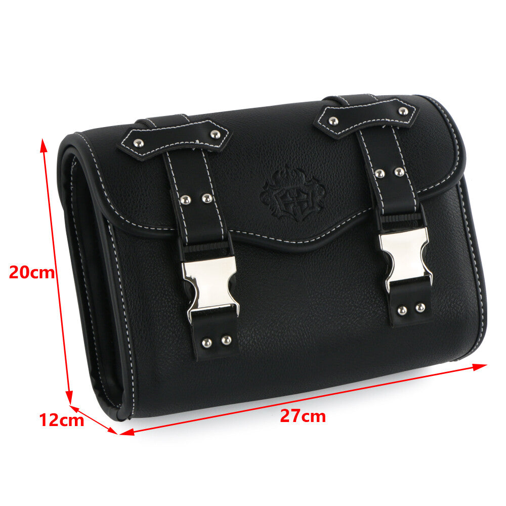 Motorcycle side saddle tool bag luggage box Panier synthetic leather universal black