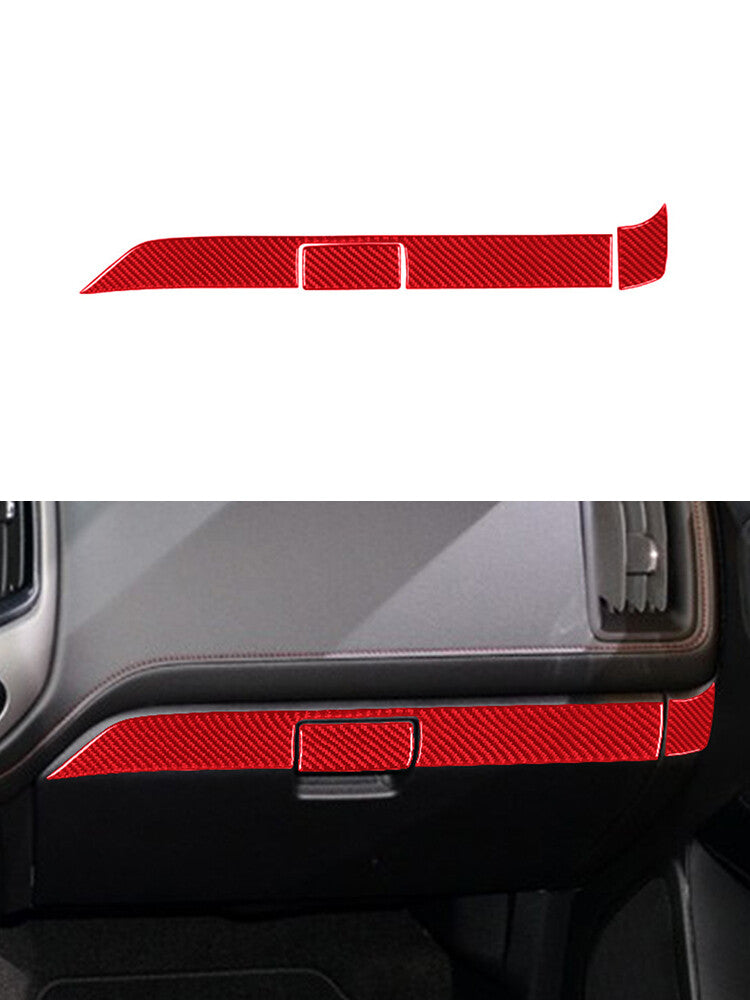 2Pcs Red Carbon Fiber Interior Gear Shift Panel Cover Trim for Audi Q7 2007-2015 v