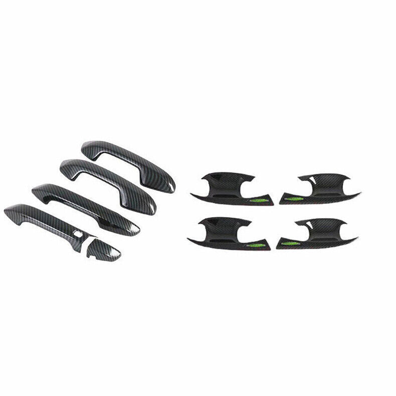 ABS Carbon Car Door Handle Cover+Cup Bowl Combo for Kia Seltos 2022-2023 Trim B n