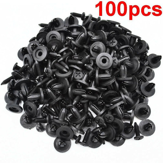 100pcs Car Truck Bumper Fender Rivet Fastener Clips 6mm Hole Black v