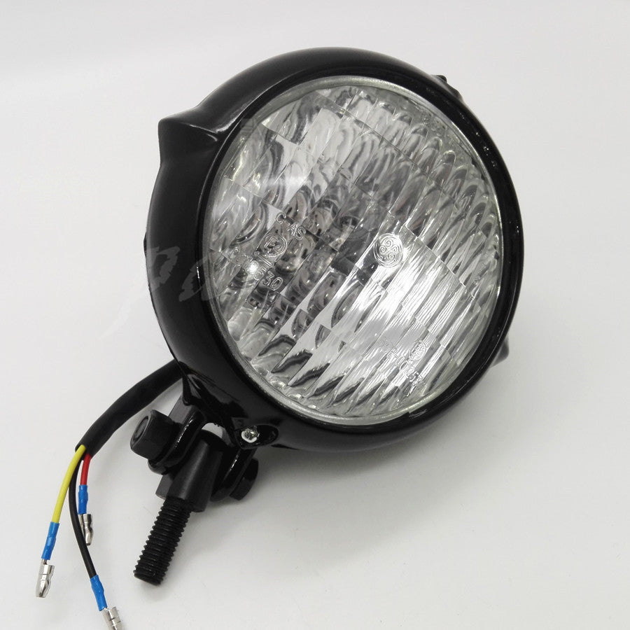 Black Metal Headlight for Harley Softail Springer Bates Bottom Mount 10mm Q