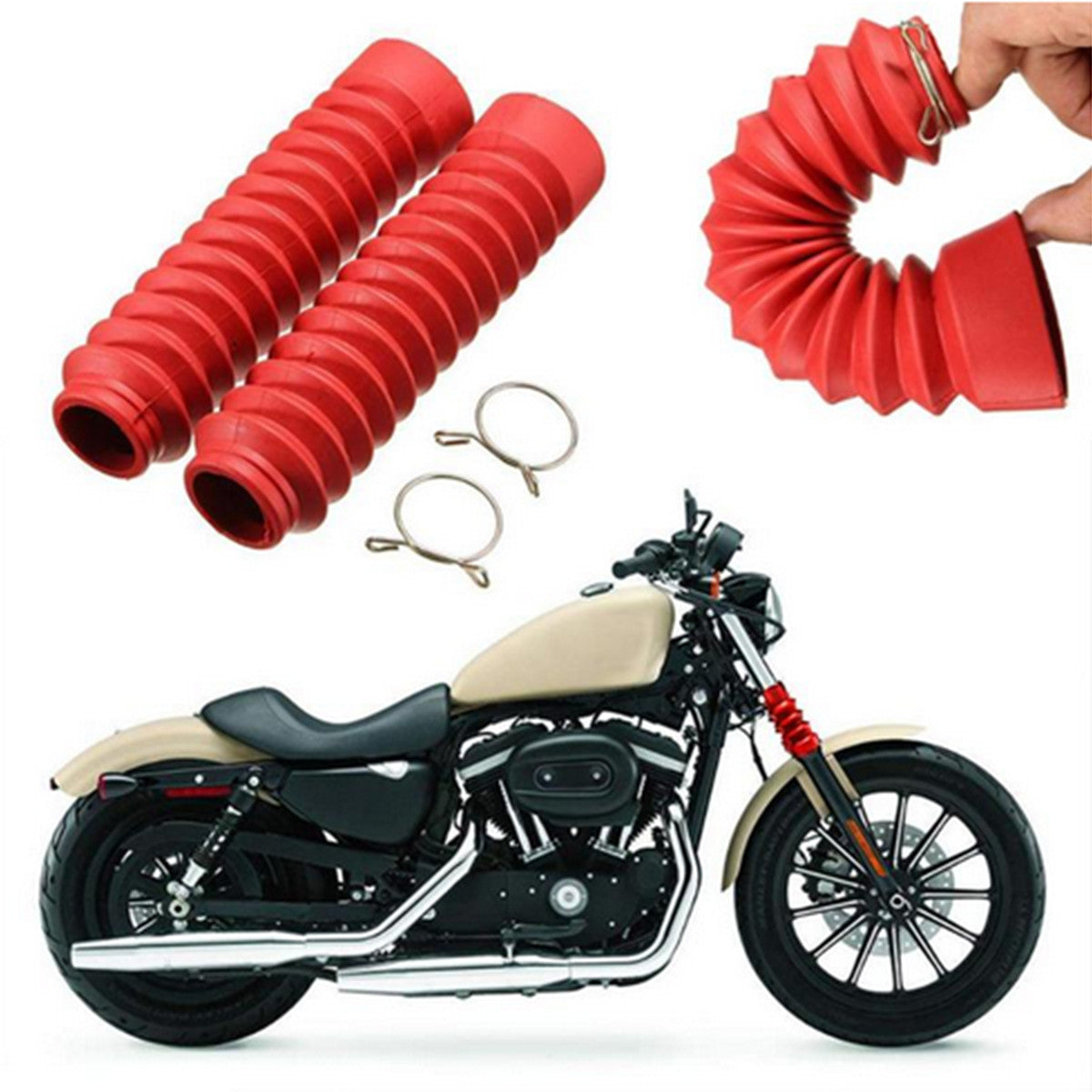 set of universal motorcycle front fork shock absorber shoe dust cover to protect rubber - n