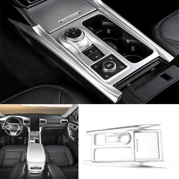 2PCS Gearbox Panel Trim Center Console Silver Matte for Ford Explorer 2020-2024