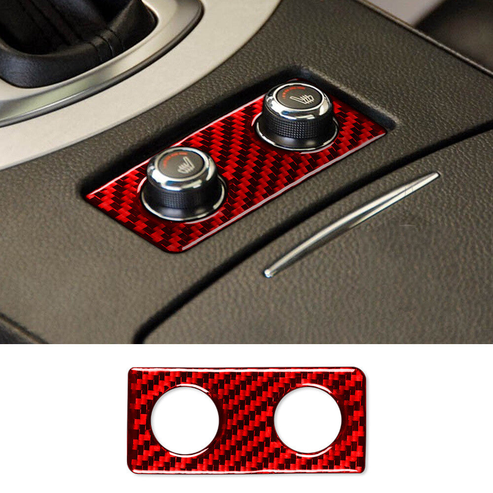 Red Carbon Fiber Inner for Seat Heating Switch Panel Trim for Infiniti G37 2007-2009