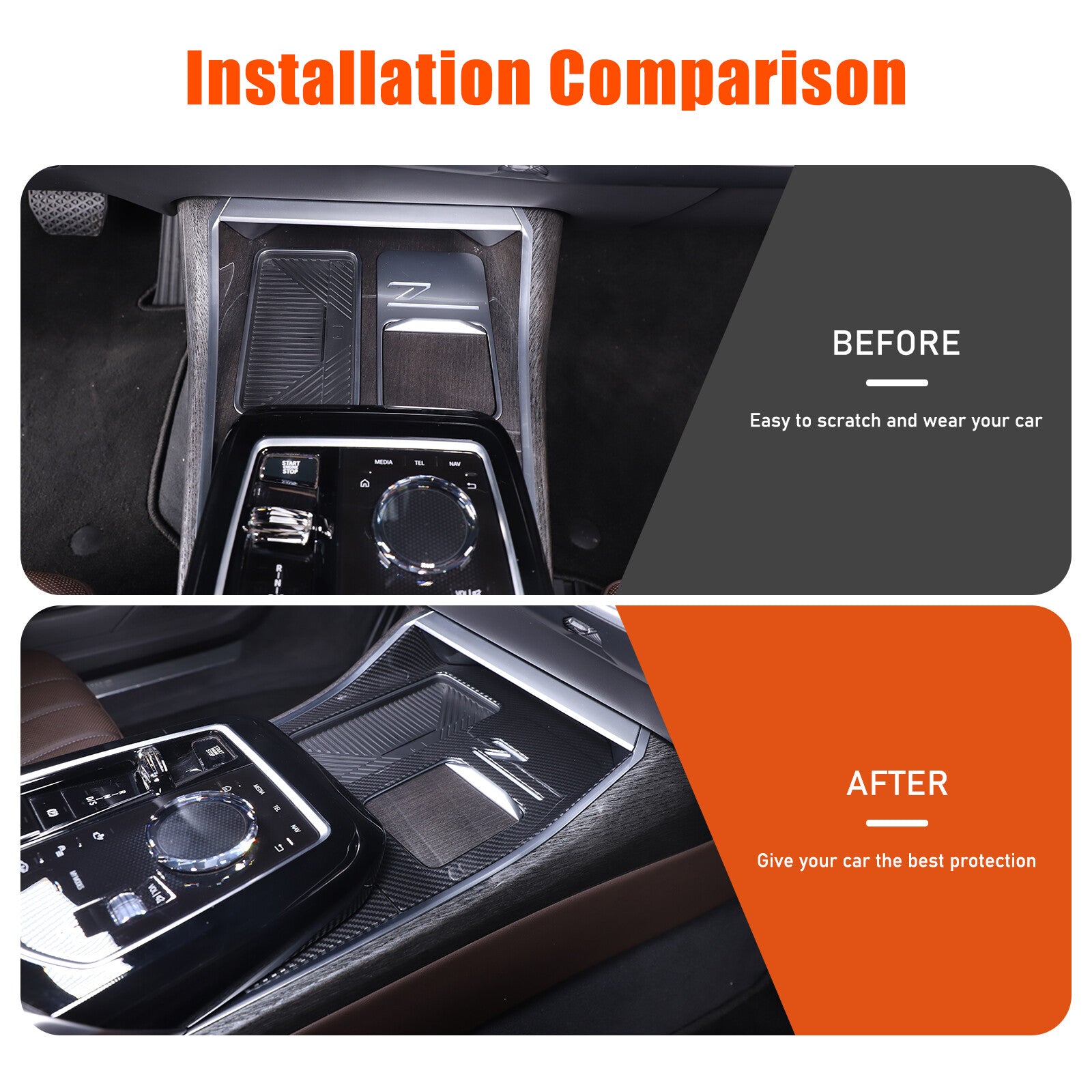 Carbon fiber ABS center cupholder panel trim for i7 7 2023 ~ 24- n