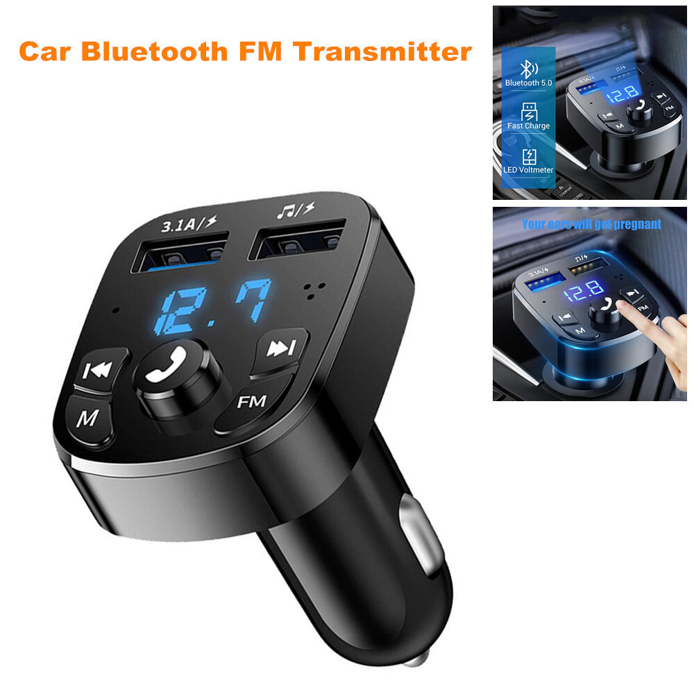 Car Bluetooth FM Transmitter Radio MP3 Wireless Adapter Kit with 2 USB Chargers - n