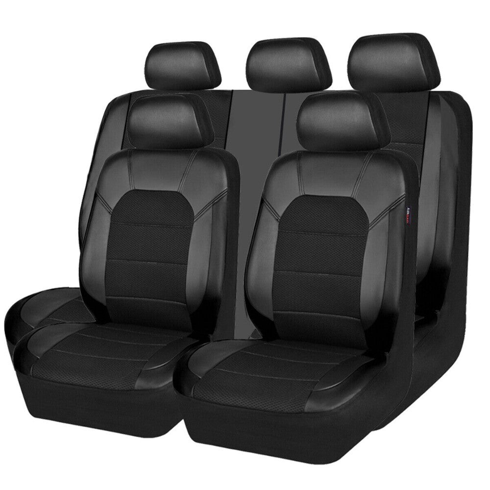 Black Car for Seat Cover Leather Protector Front Rear Cushion Universal Full-Kits. n