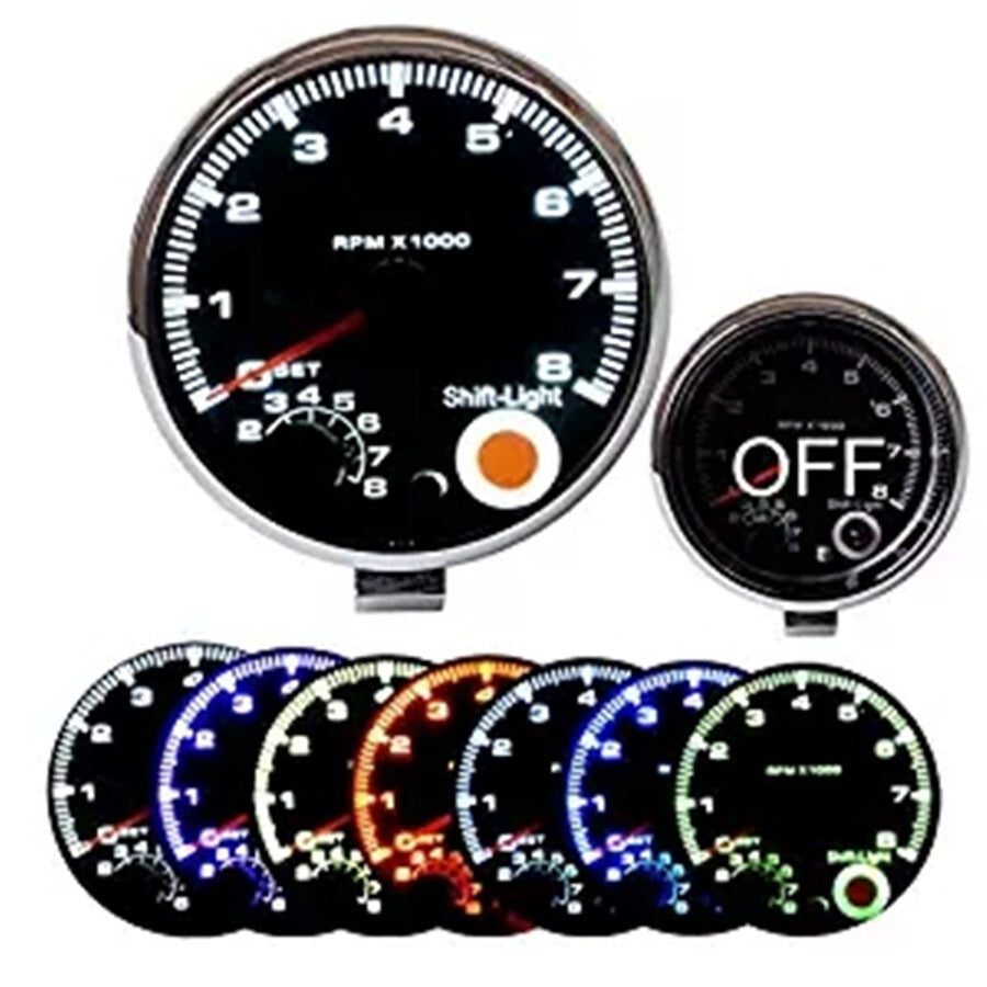 Universal For 4 6 8 Cylinder Engines 3.75 7 LED Car Tachometer Gauge 0-8000 RPM Q