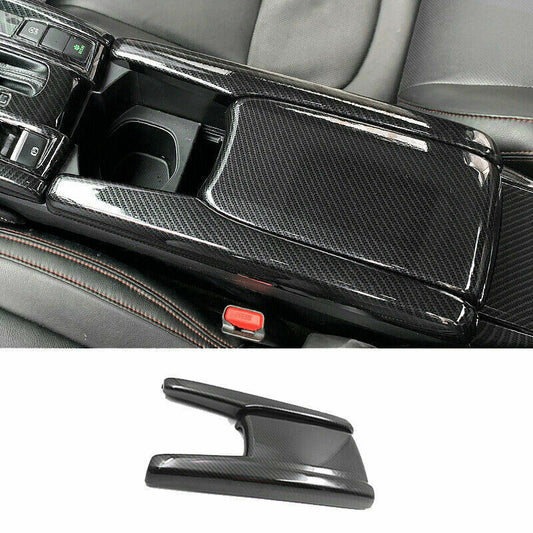 3X for Honda for Civic 10th 2016-2021 Carbon Fiber Middle Console Armrest Box Covers