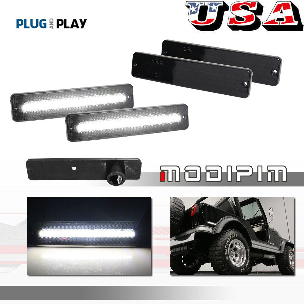 White LED F+R side marker light for Jeep CJ5 CJ6 CJ7 CJ8 SJ Wagoneer J10 J20- v