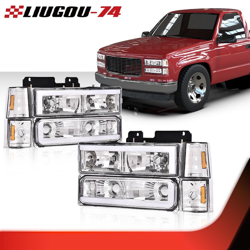 Fits 1994 - 1998 for GMC C10 C/K Housing Clear Corner Headlight Anti-collision Light 2 pcs - v
