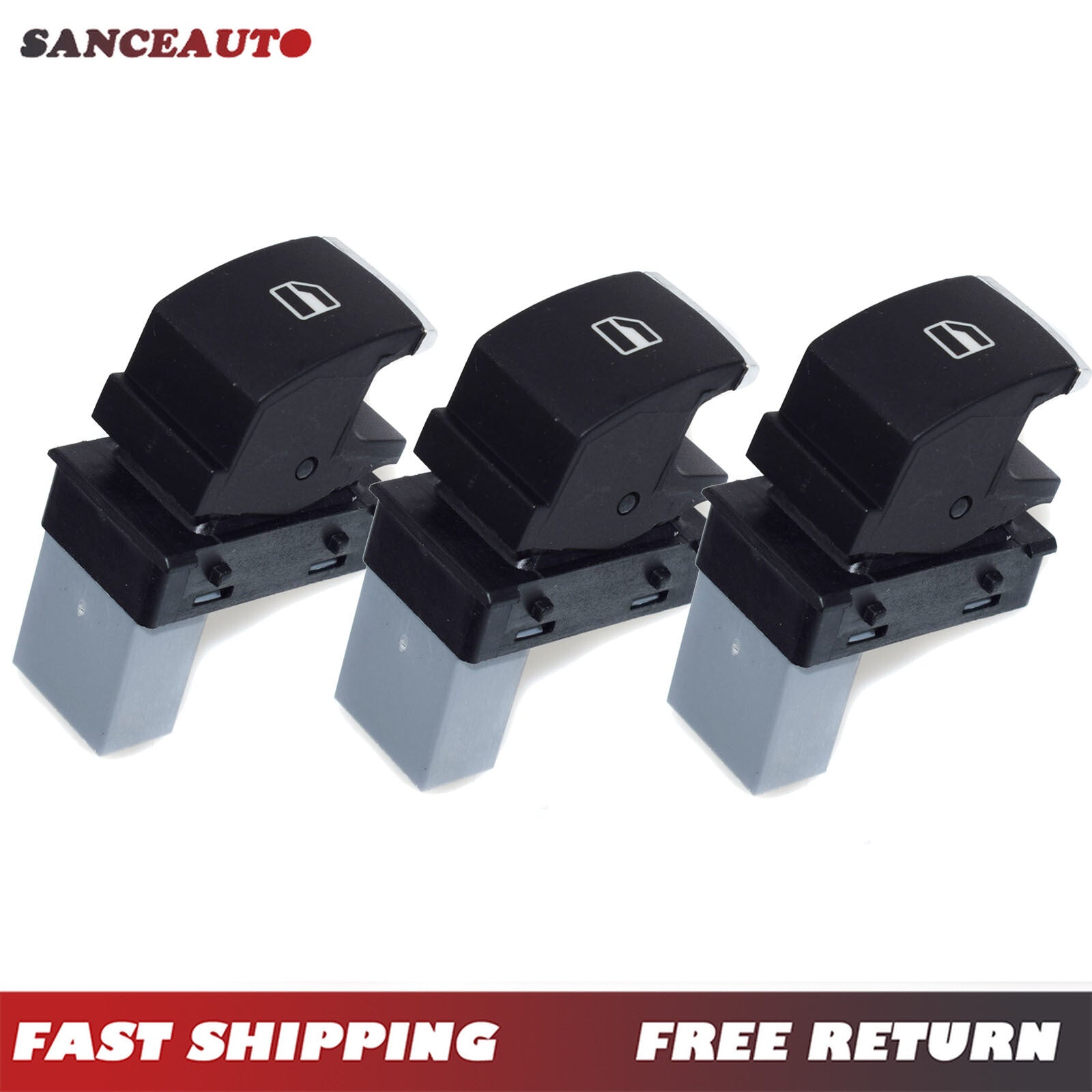 3-piece chrome passenger window switch set suitable for Golf , for Jetta MK5, MK6, for Passat CC, for Tiguan - n