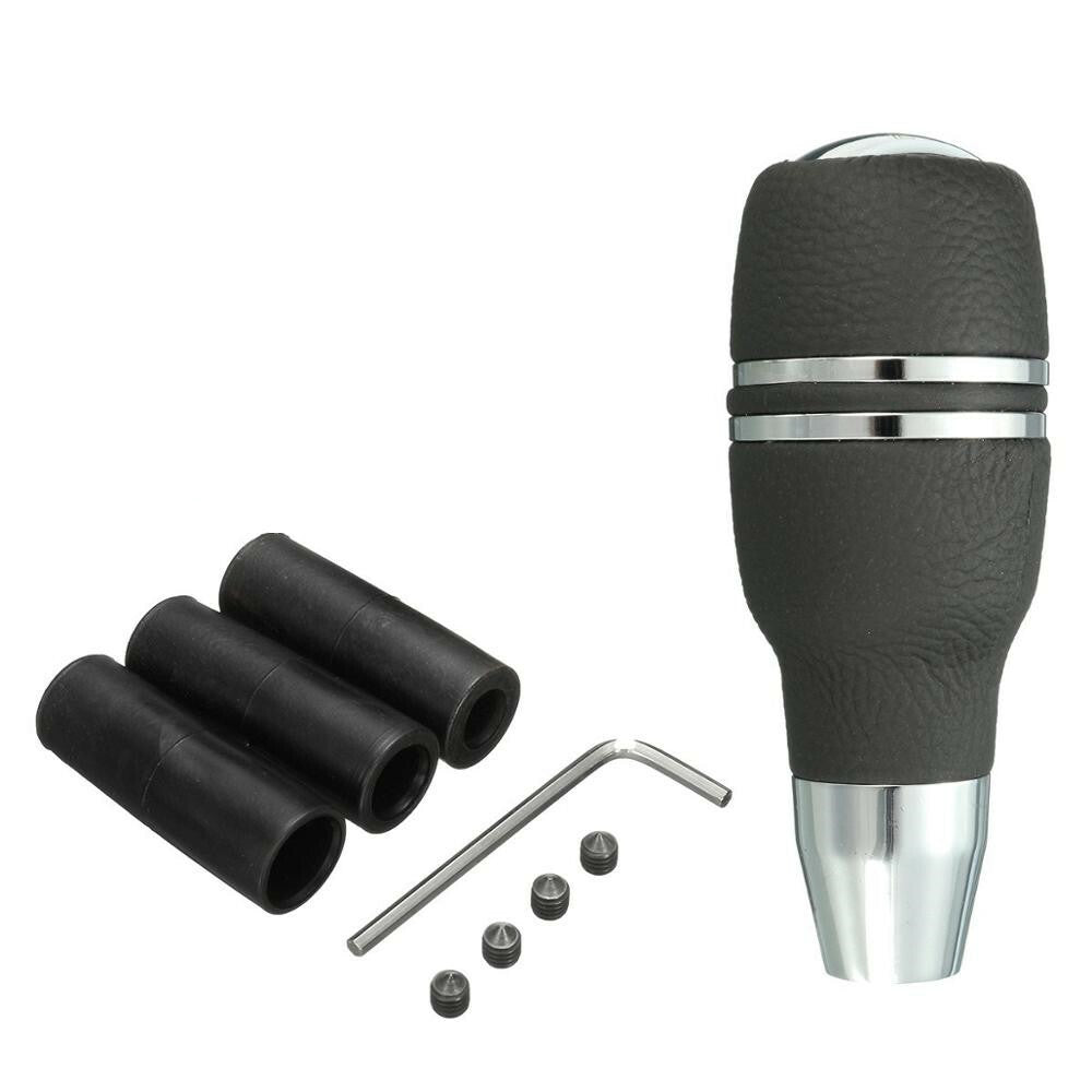 Aluminum Leather Automatic Car Gear Stick Shift Knob Shifter Lever Accessory