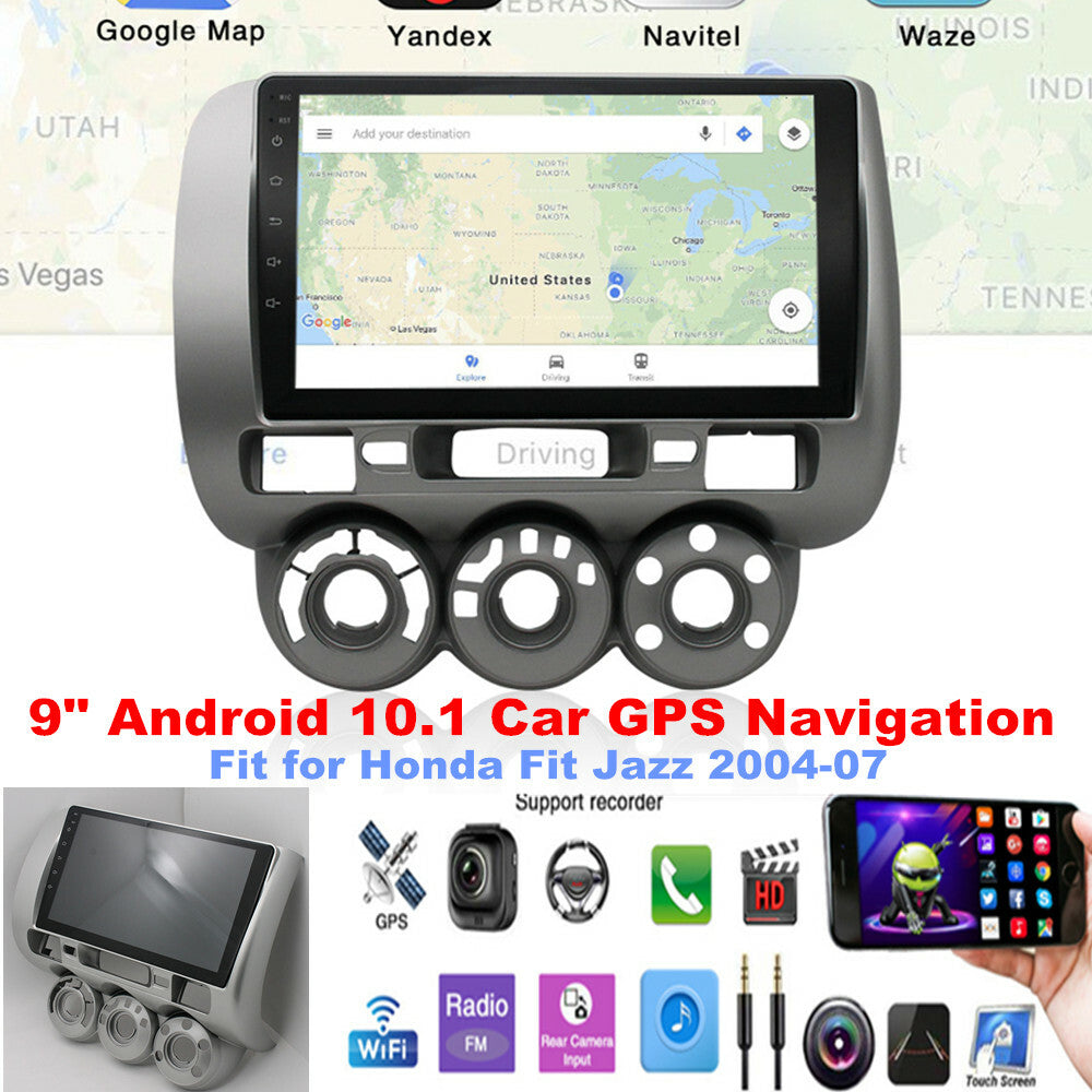 9-inch Android 10.1 Car GPS Navigation Radio WiFi Player Suitable for Honda Fit Jazz 04-07- n