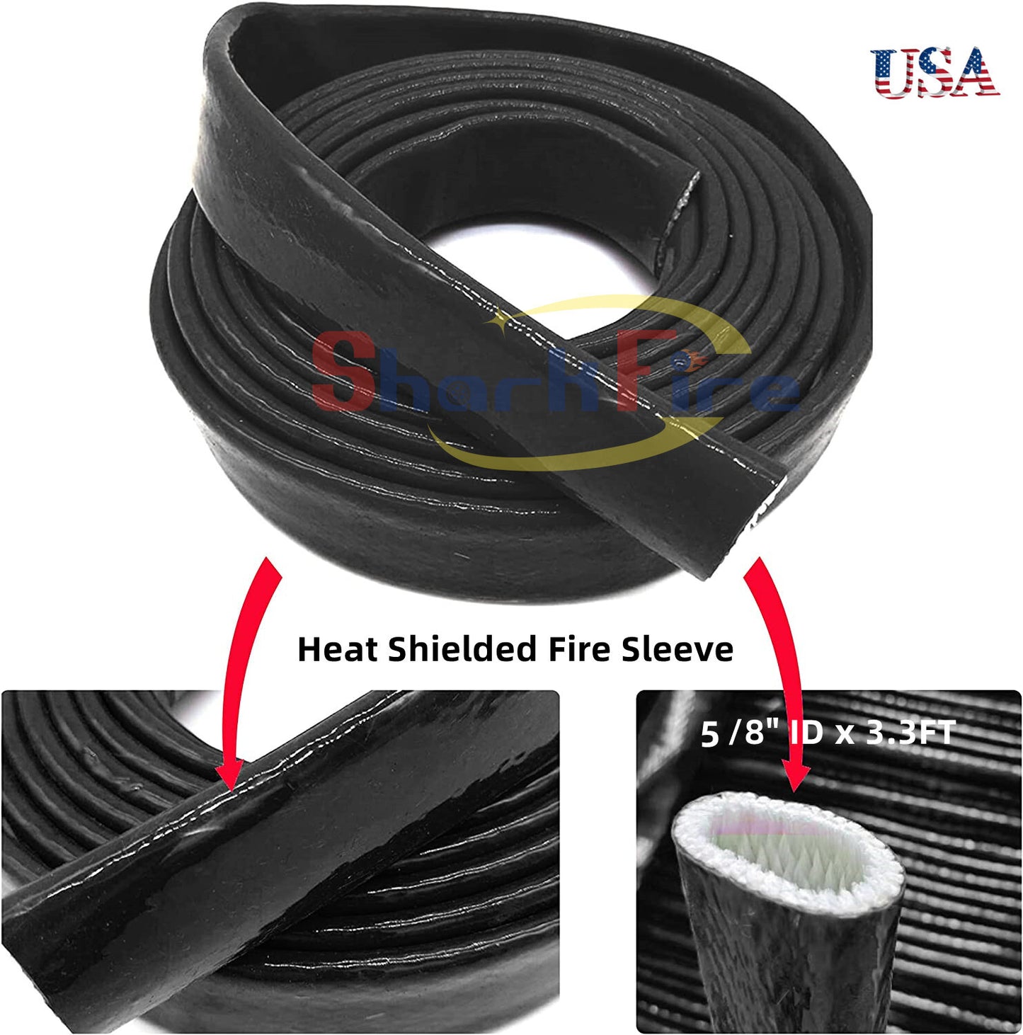 5/8 ID Insulated Fireproof Heat Armor Fireproof Cover Silicone Coating Suitable for Flexible Cables