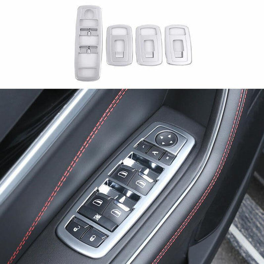 for Maserati Ghibli 2014-2021 ABS Silver Window Switch Button Garnish Trim 4PCS