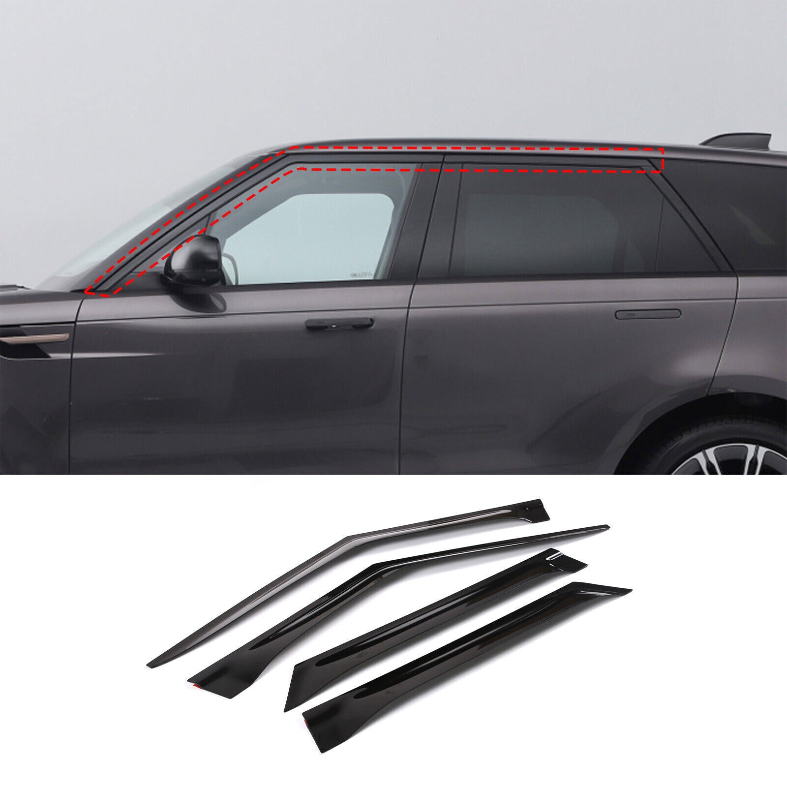 Black side Window Sunshield Visor Rain Guard For LR for Range Rover Sport 2023-2024