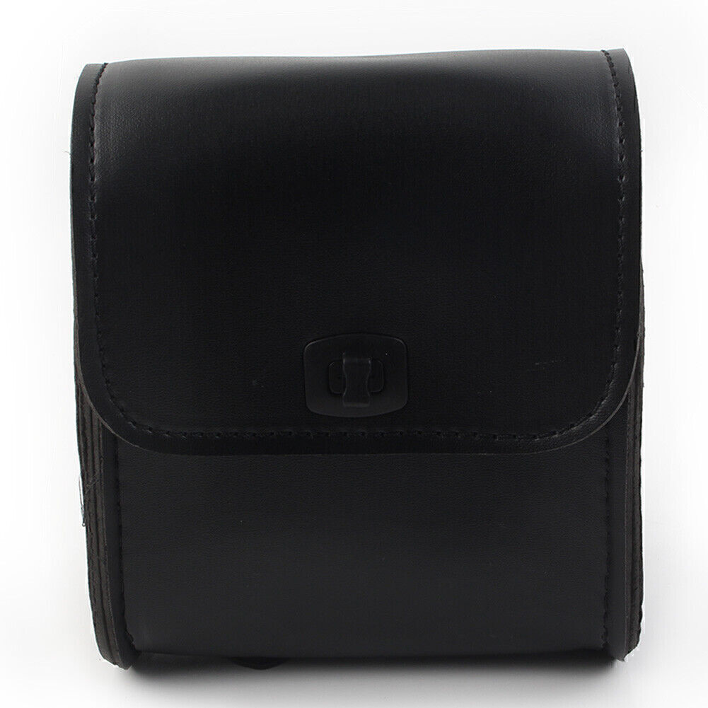 1x Universal Black Motorcycle Saddle Luggage Pu Leather Side Tool Bag Storage Q