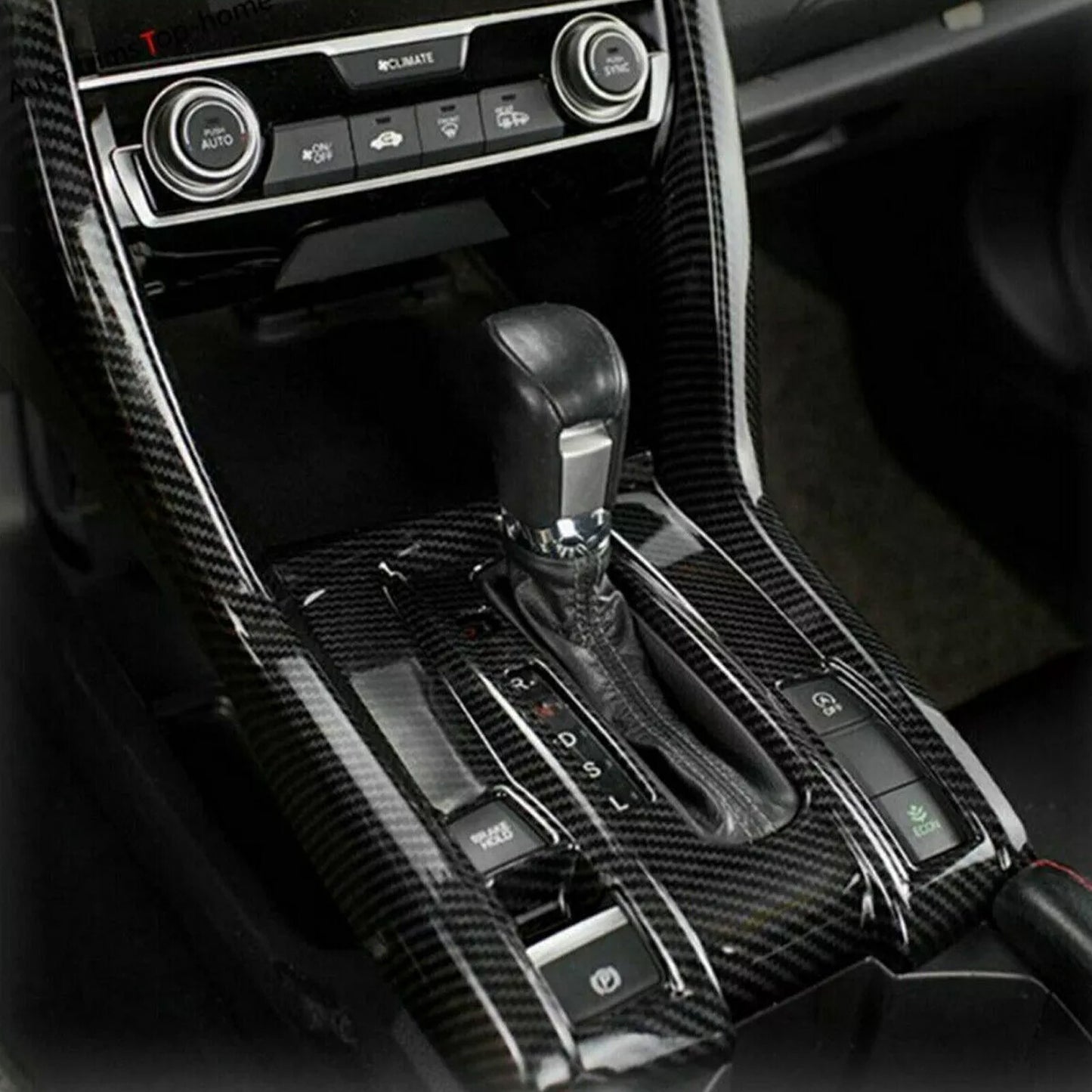 2016-20 Center Console Shift Panel Carbon Fiber Style Cover Trim,for Honda for Civic