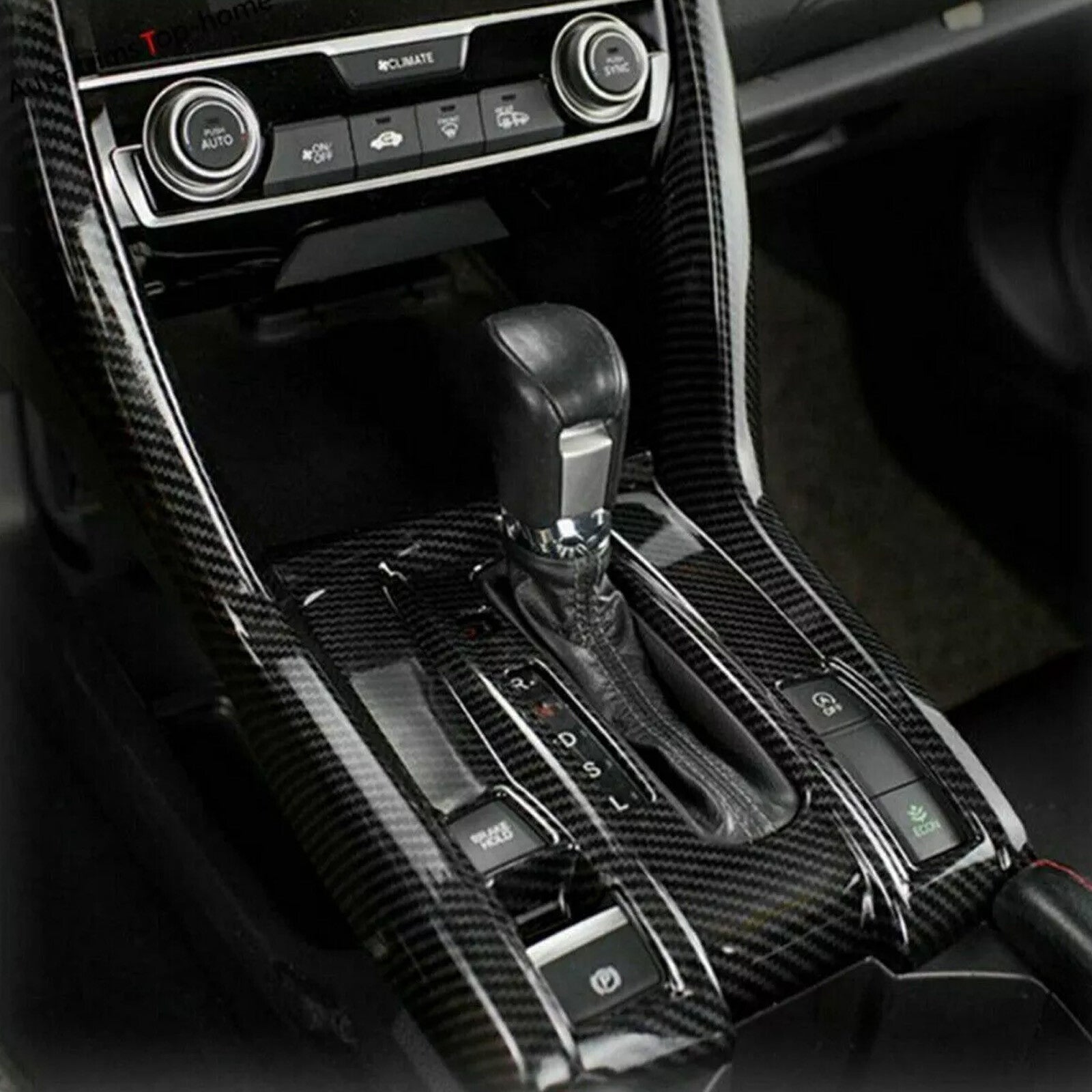 2016-20 Center Console Shift Panel Carbon Fiber Style Cover Trim,for Honda for Civic