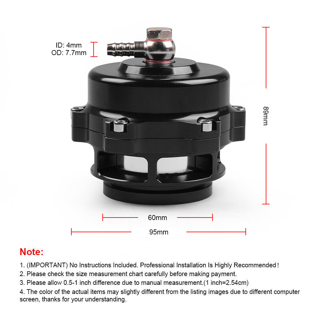 50mm Blow Off Valve BOV fits V-Band Flange Spring 0.4-1.3 Bar 35 PSI Black