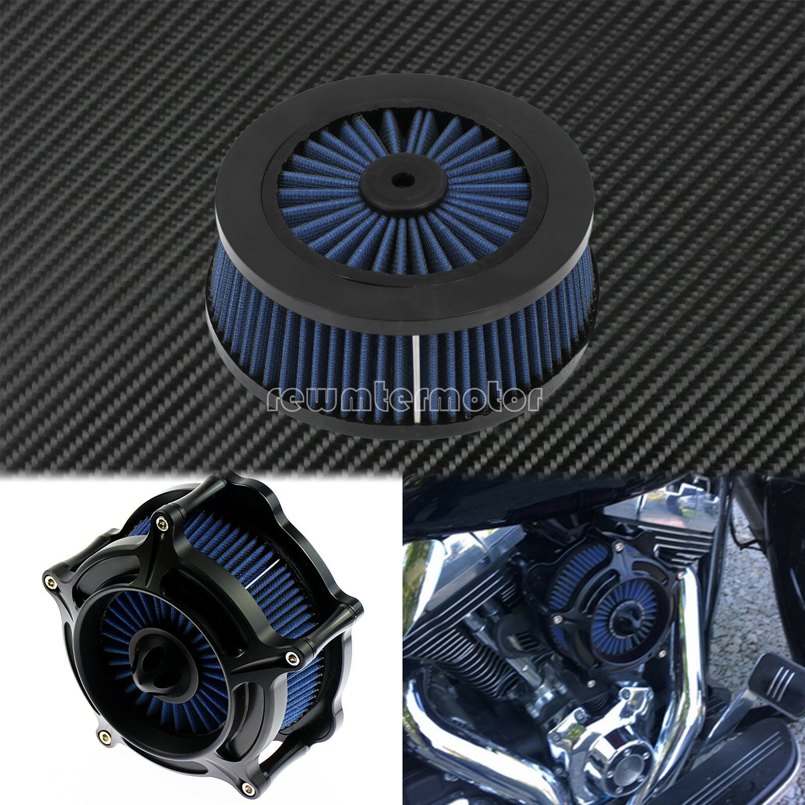 Blue Air Cleaner Element Replacement Filter Fit For Sportster Touring Softail Q