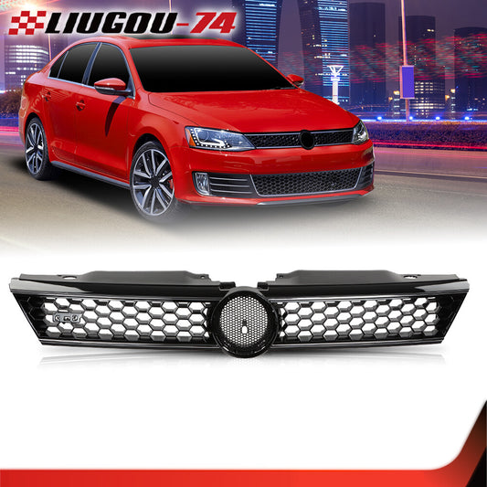 Suitable for 2011-2014 for Vw for Jetta front grille decorative gloss black honeycomb with chrome color- v