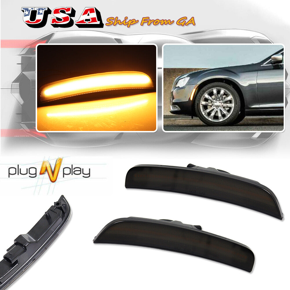 Smoked lens LED front marker light suitable for 2015-2023 for Chrysler 300 300C- v