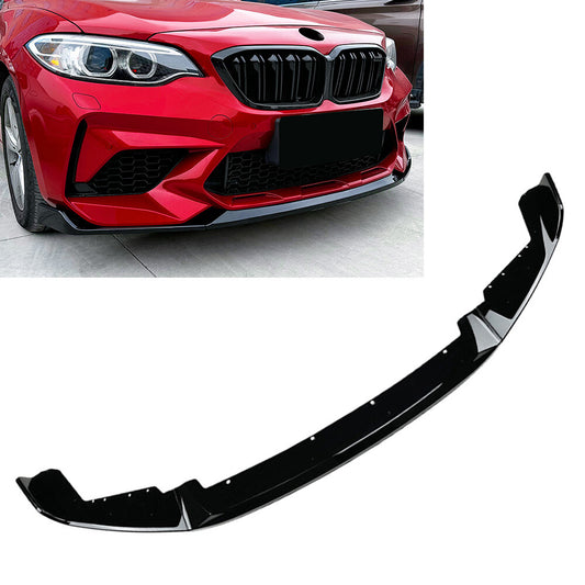 Bright Black CS Style Front Bumper Spoiler Lip for BMW F87 M2 2016-2021