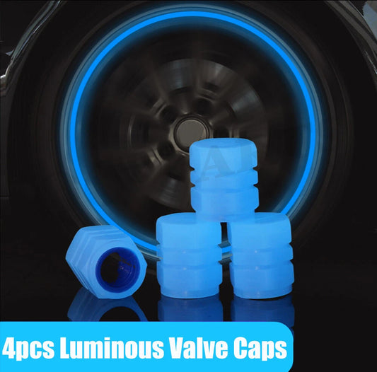 4 fluorescent car tire valve cover/illuminated tire valve stem cover accessories Q
