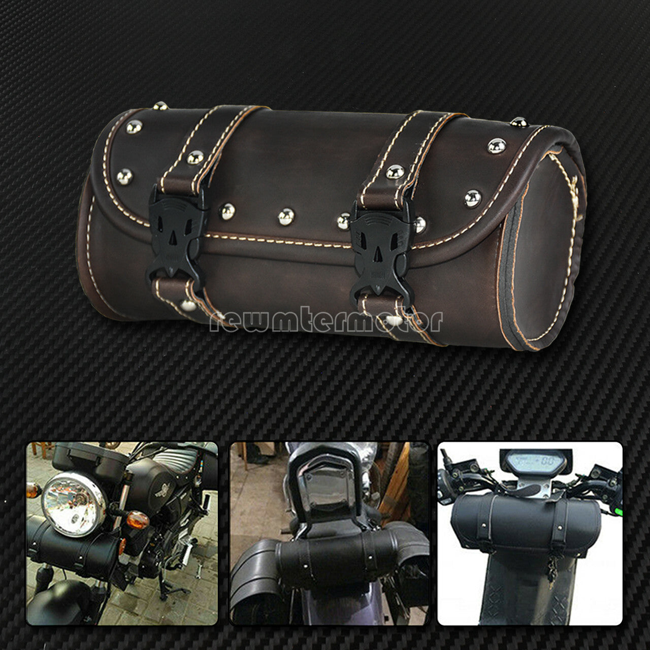 Motorcycle Saddlebag Storage Handlebar Bar Bag Roll Barrel Fit for Harley Models Q
