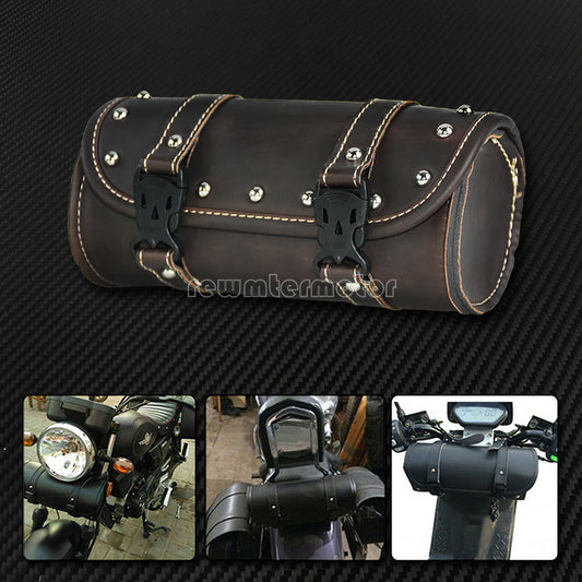 Motorcycle Saddlebag Storage Handlebar Bar Bag Roll Barrel Fit for Harley Models Q