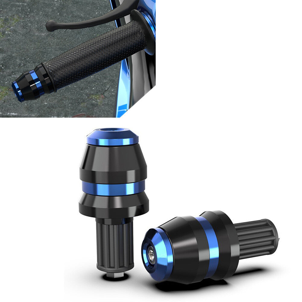 2x Universal 22mm 7/8 Motor Handlebar Grips Bar End Slider Cap Plugs CNC Blue