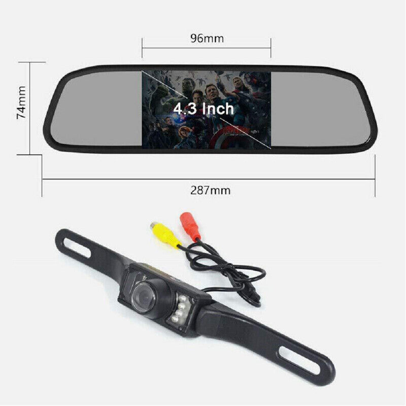 4.3-inch 12V Car Mirror Dashcam Backup Camera Kit Rearview Parking System n
