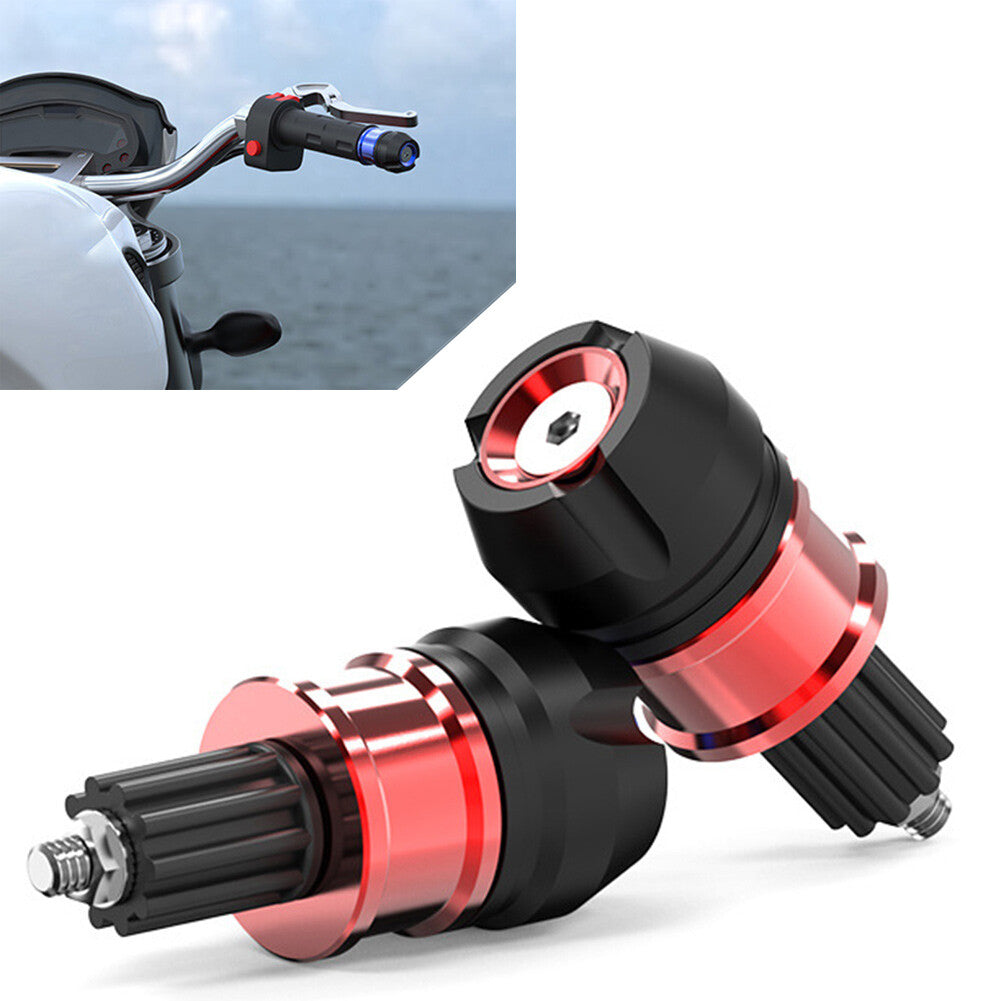 Pair CNC Aluminum Motorcycle ATVs Handlebar Grips Bar End Cap Plugs Slider Red Q
