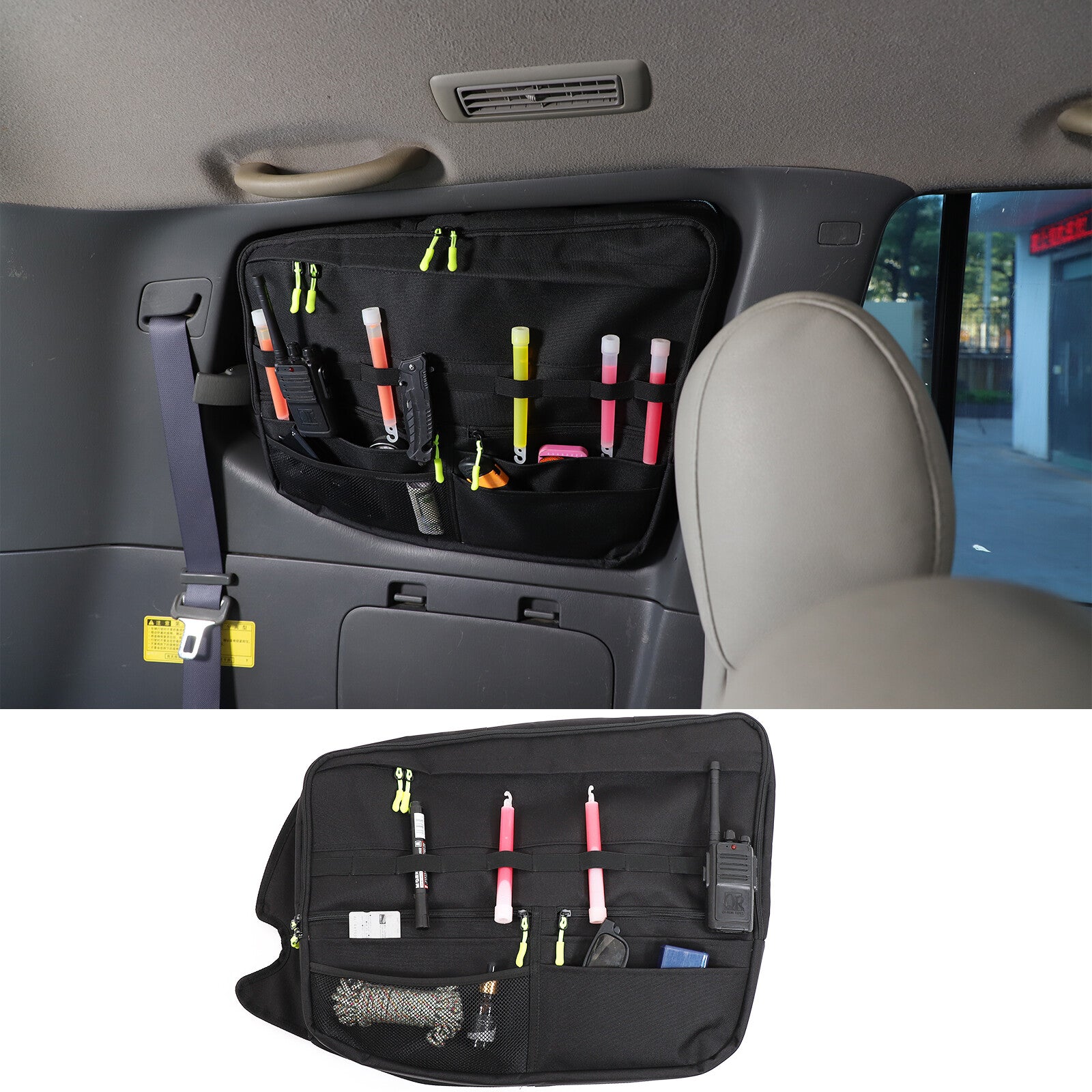 Left rear trunk window storage bag/organizer for Prado FJ120 03-09- n
