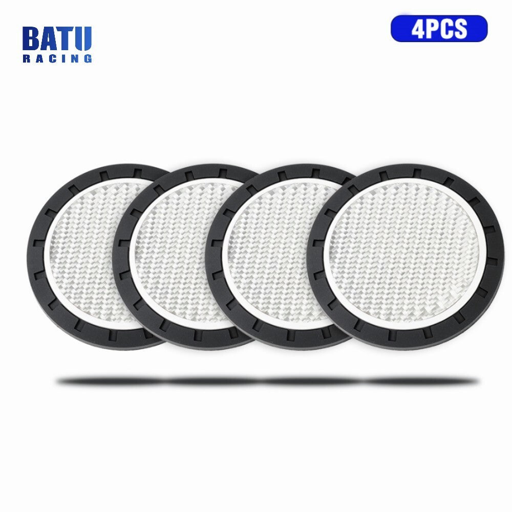 4X Carbon Fiber Cup Holder Pad Water Cup Slot Non-Slip Mat Car Accessories