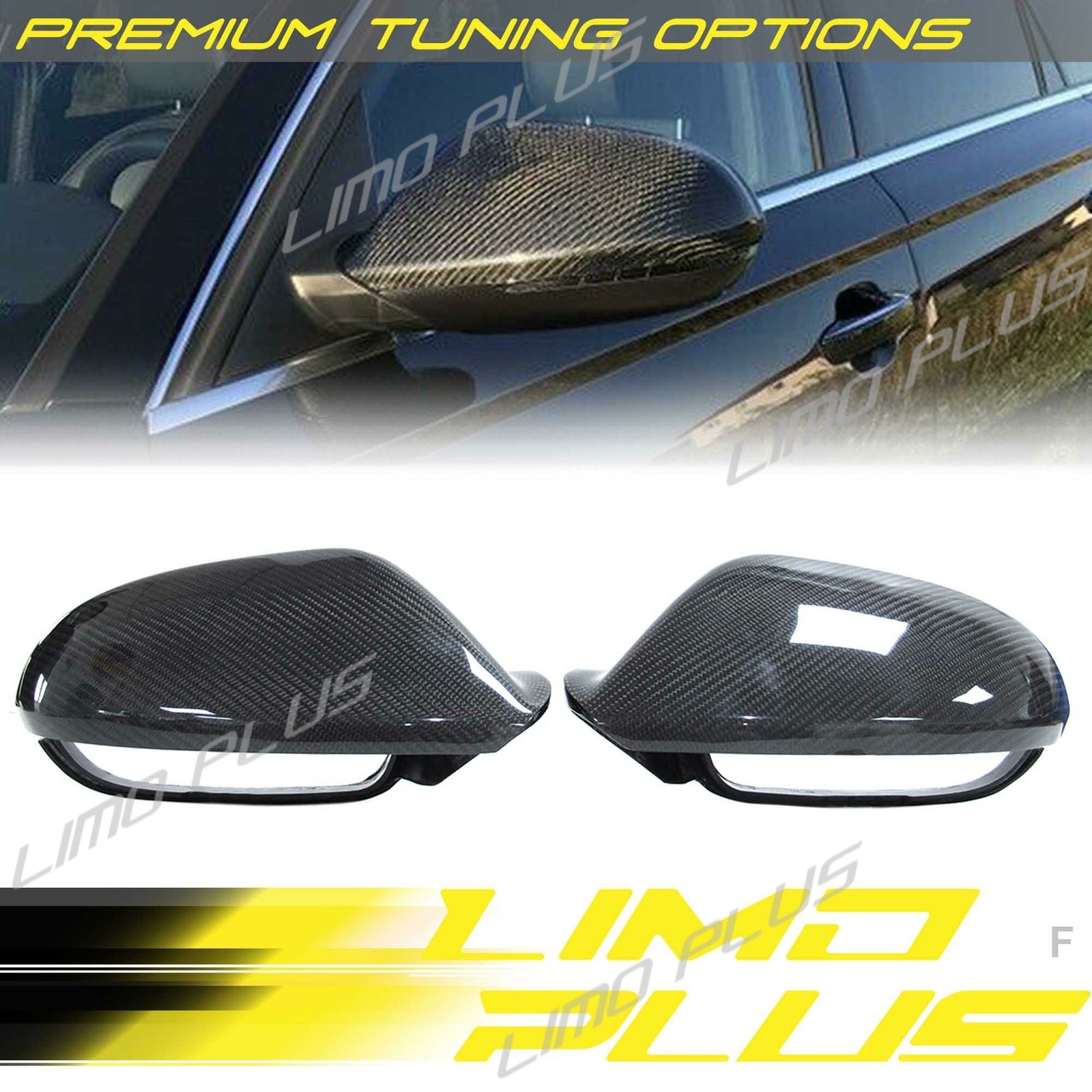 Carbon fiber mirror caps with lane assist for Audi for A6,C7, S6, RS6 12-18 Q