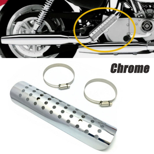Universal chrome exhaust muffler pipe heat shield kit for motorcycles 