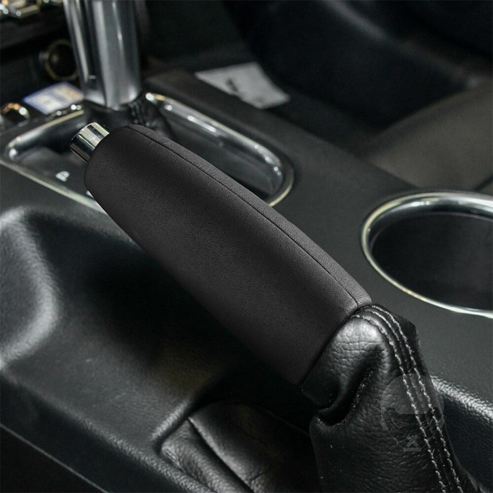 PU Leather Dark Gray Car Handbrake Grips Trim for Ford for Mustang 2015+ Accessories