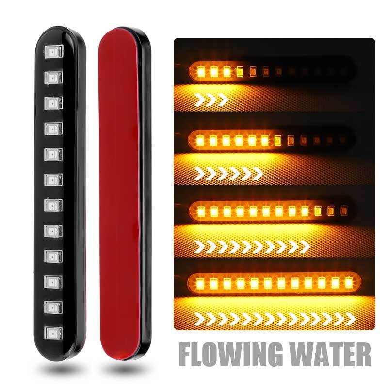 2X Sequential Flowing Motorcycle 12 LED Strip Turn Signal Blinker Light Bar Tail