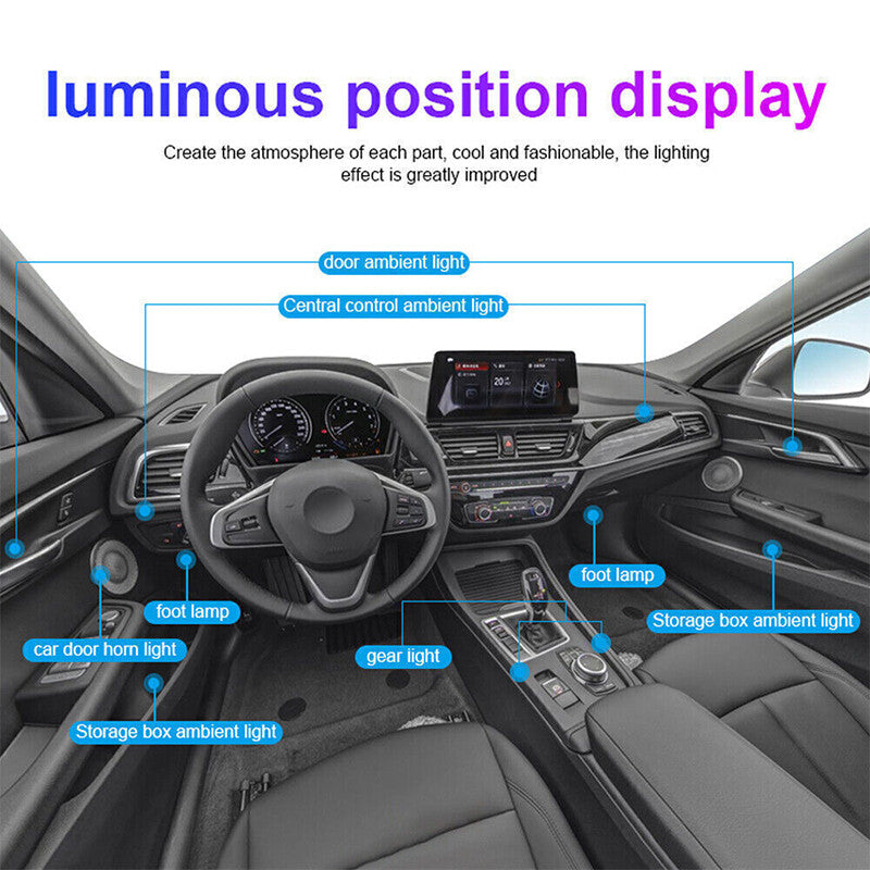 18 in1 Car Ambient Light 64 Color RGB Acrylic Guide Atmosphere Lights